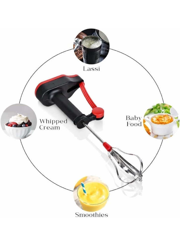 Hand Blender Whisker | Handheld Press Mixer with Steel Blades | Hand Mixer for Coffee, Lassi, Cream, Soup, Butter Milk | Egg Beater, Whisk Frother for Kitchen - Image 2